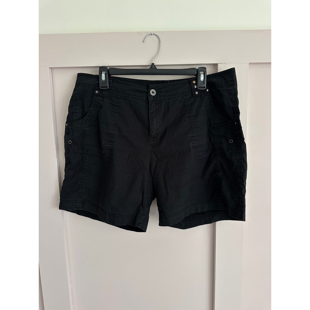 Dash Womens Black Stretch Cotton Utility Cargo Shorts Size 12 Casual Summer